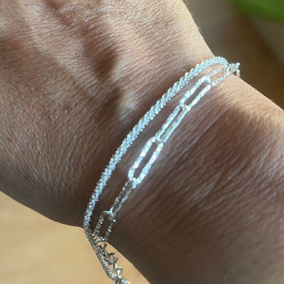 The Mixed Media double strand paperclip Bracelet in 925 - Picture 7 of 10